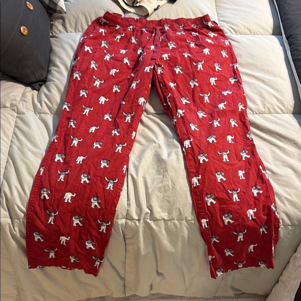 Eddie Bauer Red Joggers with Dog Print